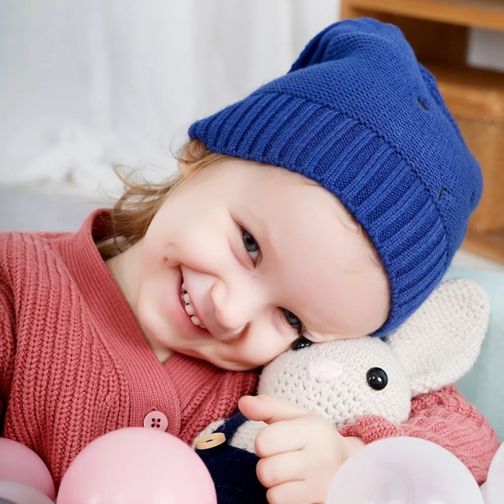 От 1 до 4 лет, детская Шапка, зима-осень, забавные уши, Kawaii, зимние шапки бини для мальчиков и девочек, унисекс, вязаная шапочка, Шапка, Женская Шапка