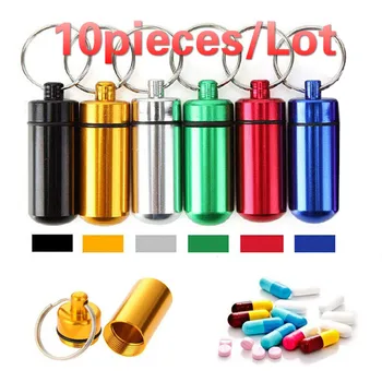 

10pieces Medicine storage box portable mini pill box sealed cartridge waterproof aluminum alloy life-saving tankRescue pills