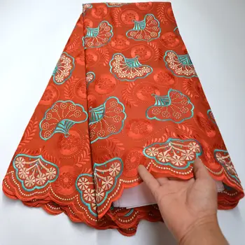 

2020 High Quality African Dry Lace Fabric Nigerian Orange Cotton Lace Swiss Voile Lace In Switzerland For Man Women Party Dress