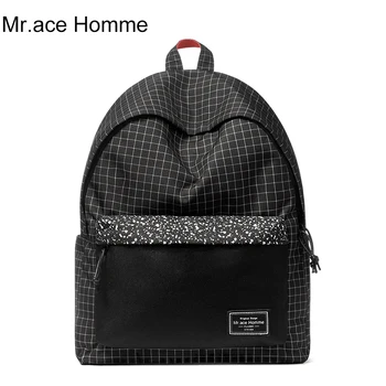 

Mr.ace Homme Black Plaid Backpack Women 14inch Laptop School Backpack Men Travel Bag For Boy Waterproof Bagback Girl