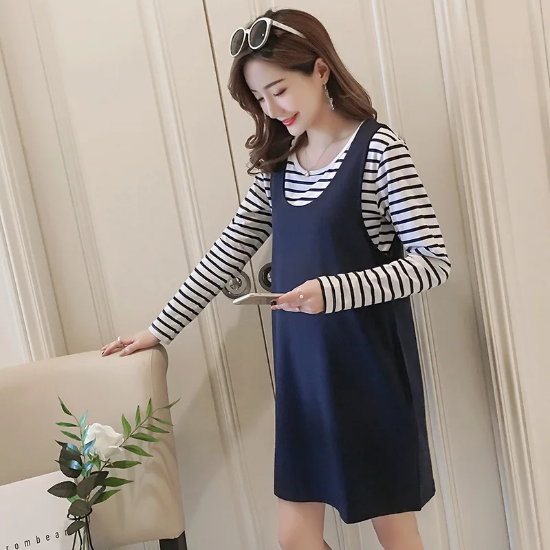 

Photo Shoot Maternity Clothes Dress 2018 Korean-style Fashion Stripes New Style Summer Pregnant Women Strapped Dress Summer Wear