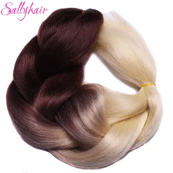 

Ombre Synthetic Braiding Hair 3 Tone Color Sallyhair 24inch Crochet Jumbo Braids High Bulk Hair Extensions Brown Blonde Grey