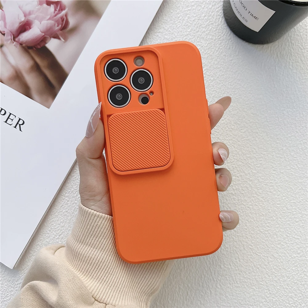 13 pro max case Slide Close Camera Protection Soft TPU Case For iPhone 13 12 11 Pro XS Max X XR 7 8 Plus SE2020 Solid Color Silicone Cover Coque 13 pro max cases