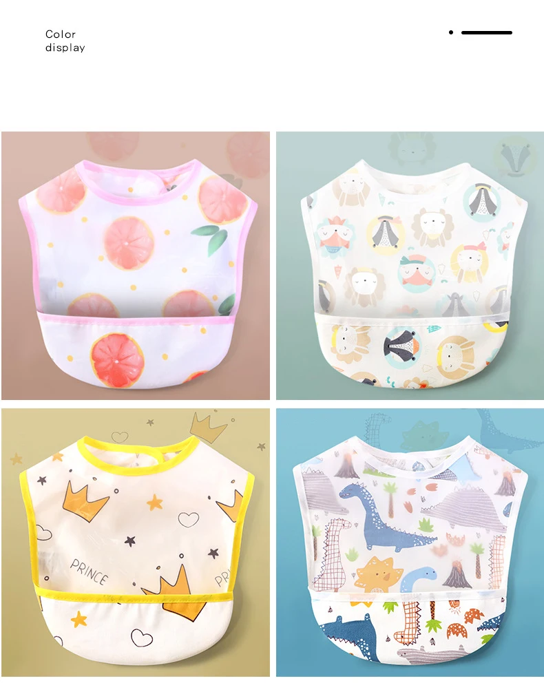 Baby Bibs EVA Waterproof Lunch Bibs Cartoon Fruits Printing Infants Bibs Boys Girls Feeding Burp Cloths Bibs Apron Unisex Bibs baby accessories drawing	