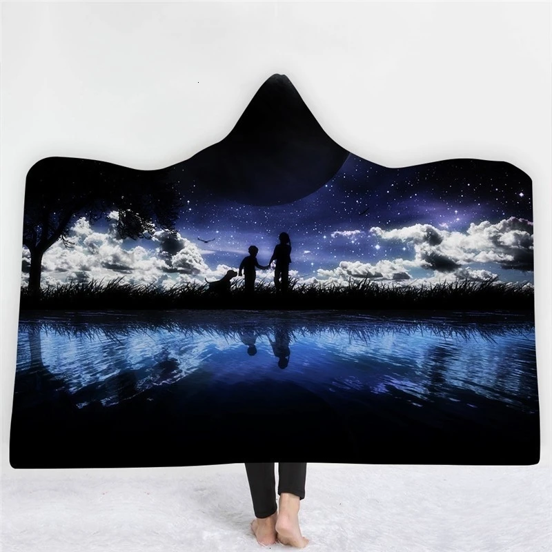 Lover Sky Print носимое зимнее теплое одеяло для пикника, кровати, офиса, дивана, полотенца, коралловый флис, тканевое одеяло, пледы, покрывала - Цвет: Model 19