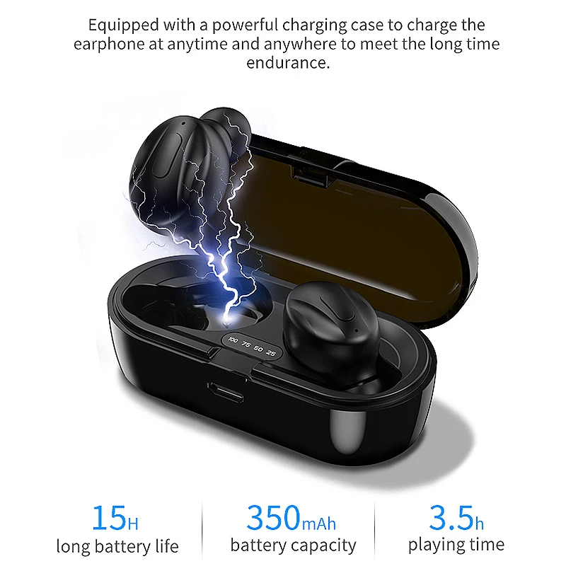 XG13 LED Digital Display Bluetooth Headset TWS Mini In Ear Sports Sweat Proof Stereo Wireless Bluetooth Headset