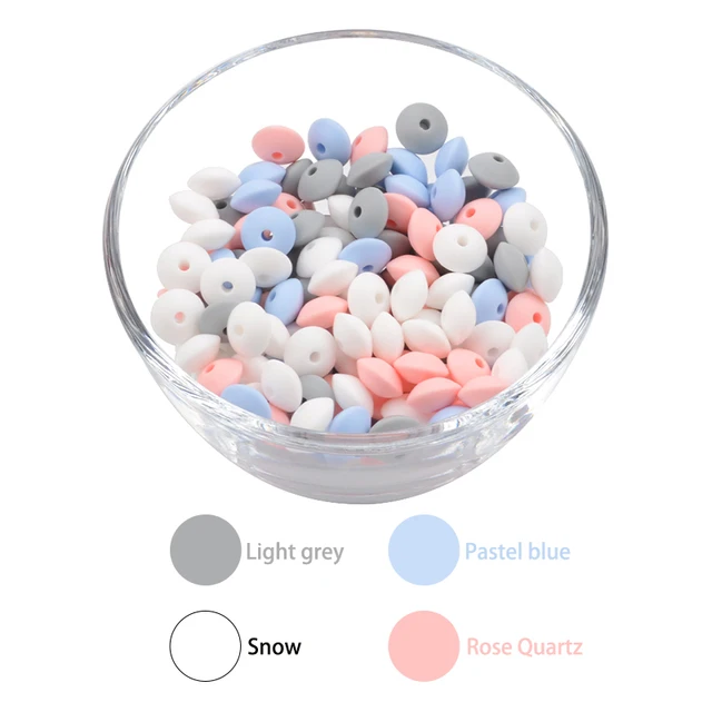 LOFCA 50pcs 12mm Silicone Lentil Beads Baby Teething Beads BPA-Free Food Grade Making Baby Oral Care Pacifier Chain  Accessorise set10
