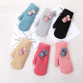 

Winter Gloves Women Solid color Multi-function Rabbit Riding Screen Winter Gloves Soft Warm Mitten Gloves Guantes 8W5