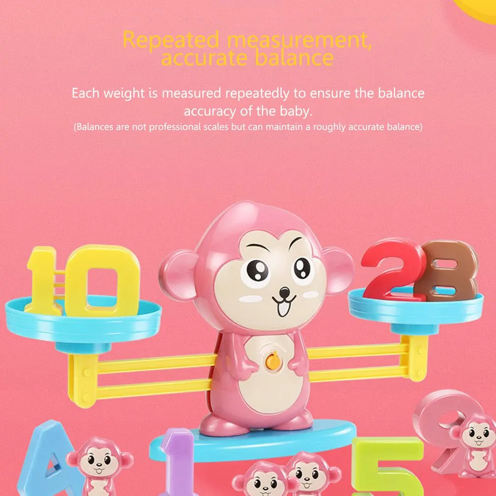 Math Match Game Board Toys Monkey Digital Balance Scale Toy Kids Educational Toy Addition Subtraction Math Toys