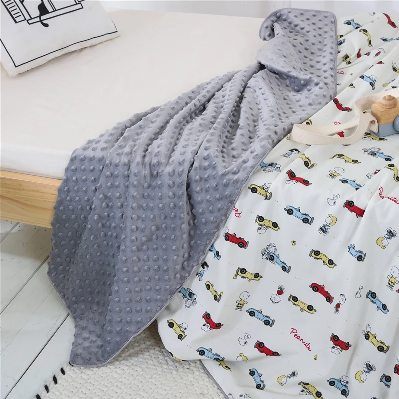 Baby Quilt Double Sided Blanket Fleece Kids Cartoon Blanket Towel Travel Office Sofa Bedspread Knee Blanket Soft Stroller Cover