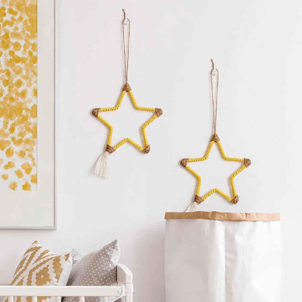 Wall Hanging Nordic Style Woven Star Wreath with Tassel for Home Apartment Nursery Party Decor Christmas Ornaments 2020 | Дом и сад