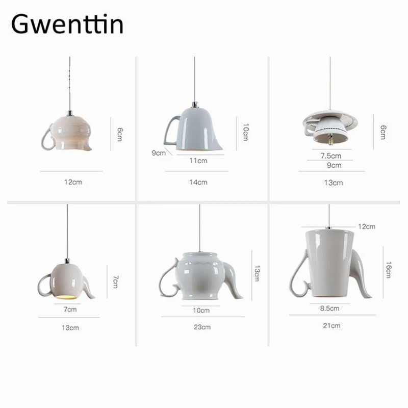 Billig Moderne Keramik Led Anhänger Lichter Nordic Tasse Teekanne Hängen Lampe Wohnzimmer Küche Leuchten Hause Loft Decor Leuchte