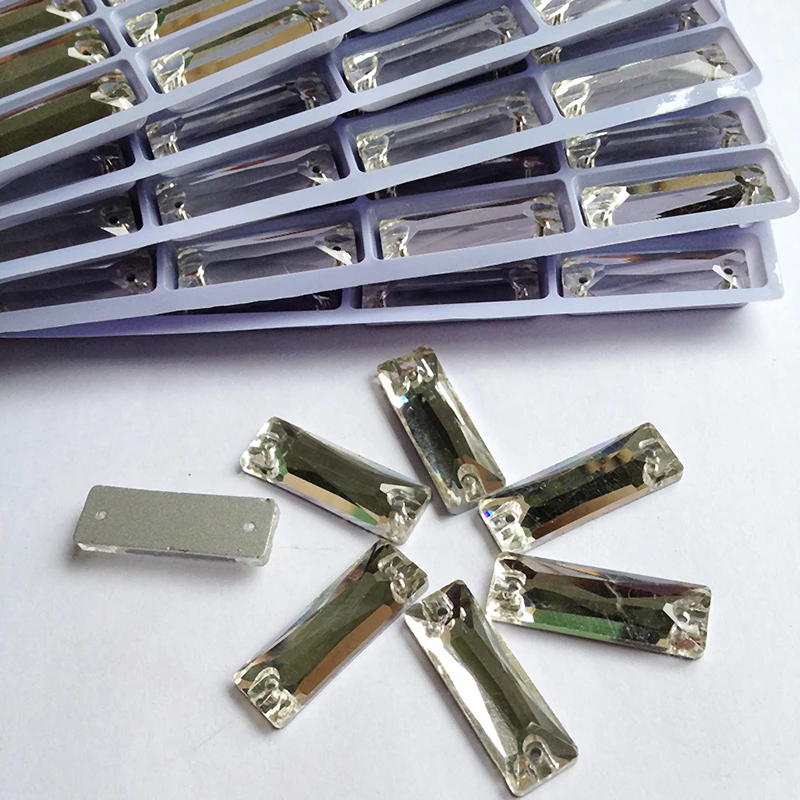 7x21mm 120pcs Sew On Crystal Rhinestones Flatback Glass Buttons 2 holes Crystal Stones