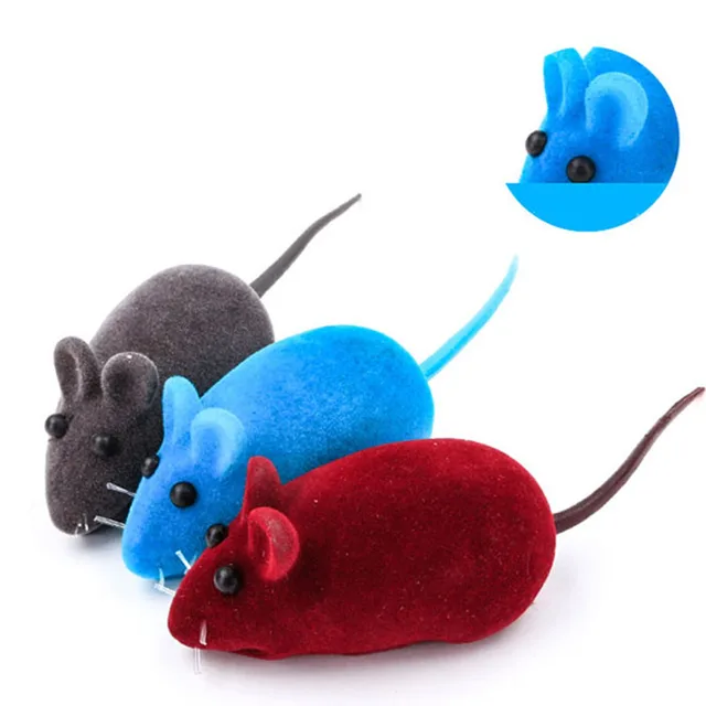 1/10pcs Interactive Sound Plush Rubber Vinyl Mouse Pet Cat Realistic Sound Toys Flocking Mouse Funny Cat Random Colors Pet Toys 4