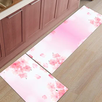 

2pcs/set Pink Graded Flower Spring Kitchen Mat Long Bedroom Entrance Doormat Home Floor Decor Rug Living Room Carpet