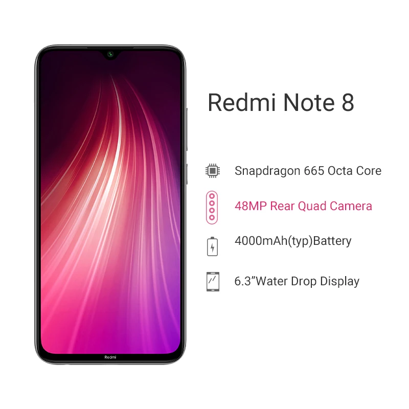  Global Version Xiaomi Redmi Note 8 4GB 64GB Smartphone Snapdragon 665 Octa Core 48MP Quad Rear Came