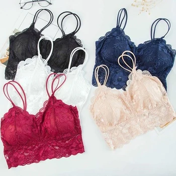 

Fashion Casual Women Lady Lace Strap Bras Tops Tube Chest Wrap Bandeau Underwear Black Bralette Underwear Lingerie Full CuP
