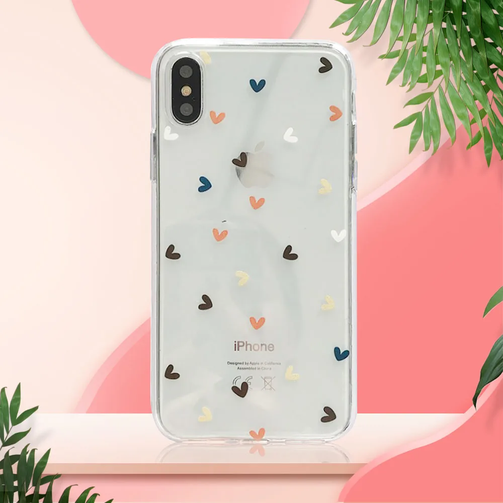 Прозрачная силиконовая задняя крышка с цветами и сердечками для Apple iphone 11 Pro XS Max X