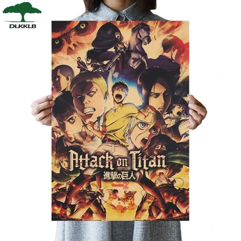 

DLKKLB Anime Attack on Titan Poster Classic Cartoon Kraft Paper Wall Sticker Bedroom Dormitory Decorative Paintings 50.5X35cm