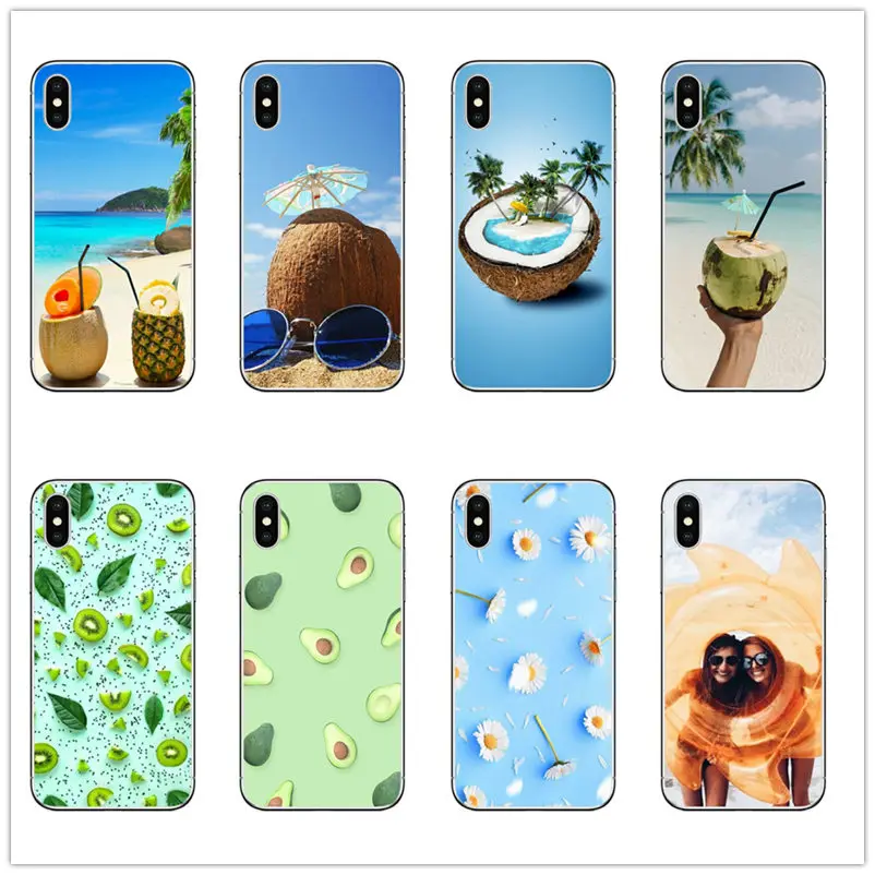 Coconut Blue Sky Beach ocean flower Fruits phone case for iPhone 12 MINI 11 pro Max 8 7 6 6S Plus x xs xr Se 2020 silicone cover | Мобильные