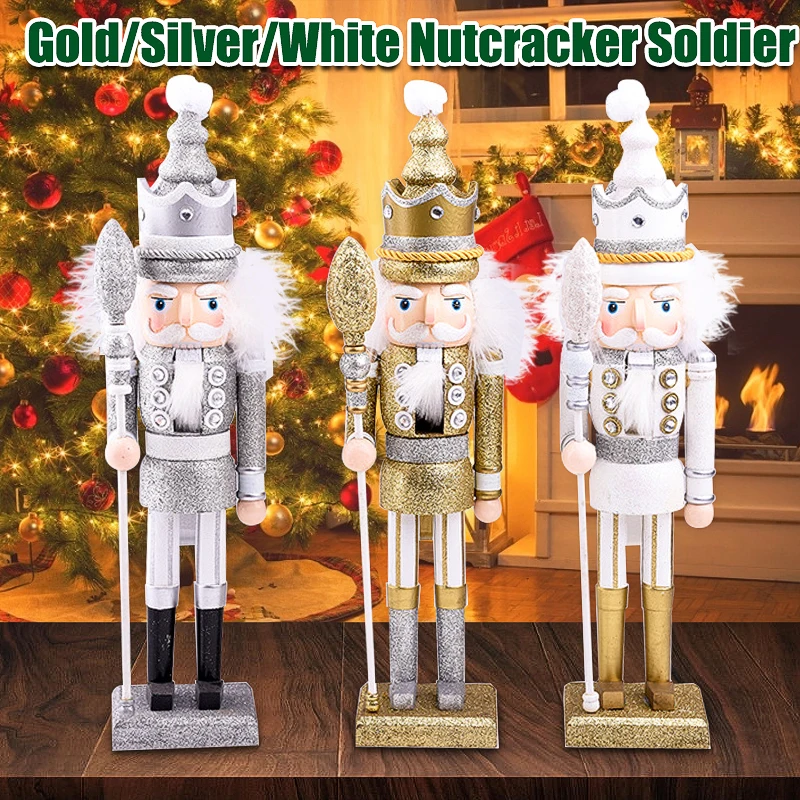 

42cm Wooden Nutcracker Doll Puppet Figurines Toy Christmas Decor Child Kids Gift Office Ornaments Home Decoration