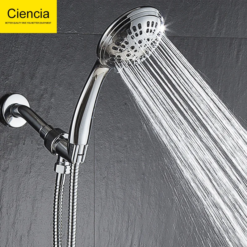 

ABS Six Feature Supercharge Shower Head Set Bathroom Handheld Sprinkler Small Top Spray Double Water Extractor Nozzle Shower Hea