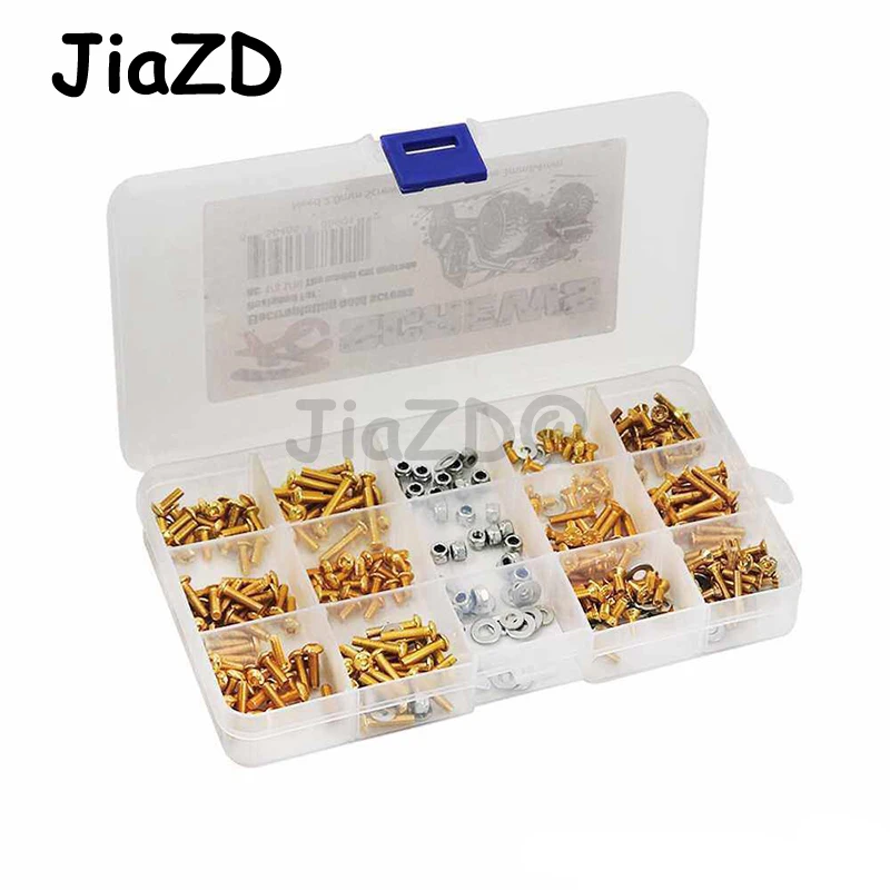 

Universal Golden Screws Silver Washers Nuts Box Set for HSP Axial SCX10 TRX4 1/8 1/10 Remote Control RC Model Car Upgrade part