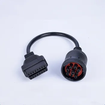 

9 Pin To 16 Pin Truck Cable J1939 9 Way to OBDII/OBD2 16 Way Female Diagnosctic Tool Cable Connector Deutsch J1939