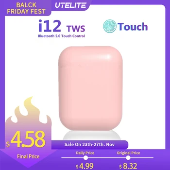 

UTELITE TWS Inpods 12 Wireless Bluetooth 5.0 Earphones HIFI Sound Macaron Simple Colors Sports Headset Waterproof i13 Headphones