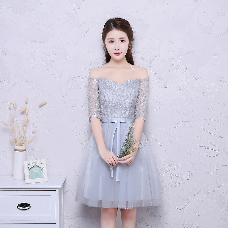 

Elegant Wedding Party Dress Plus Size Tulle Junior Bridesmaid Short Vestido Azul Marino Ladies Sexy Prom New Years Eve Dress