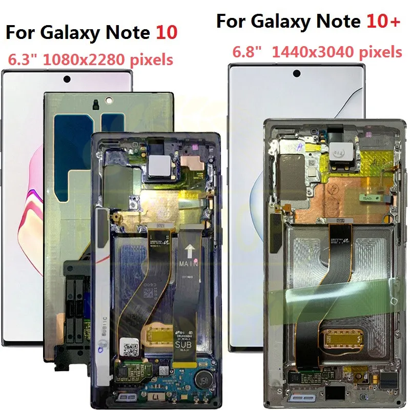 Для samsung Galaxy Note 10 lcd N970F N9700 с рамкой дисплей сенсорный экран дигитайзер для samsung note10+ lcd N975 N9750/DS