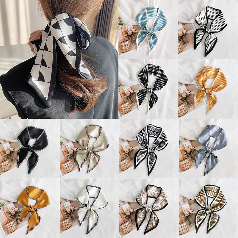 

Polka Dot Stripe Multifunction Long Ribbon Hair Tie Narrow Long Scarf Head Scarf Headband Fashion Print Handle Bag Ribbons 2021