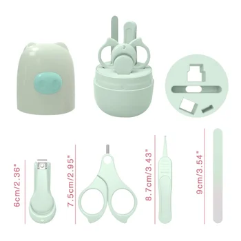 

4pcs Baby Healthcare Kits Baby Nail Care Set Infant Finger Trimmer Scissors Nail Clippers Cartoon Animal Storage Box New Arrival