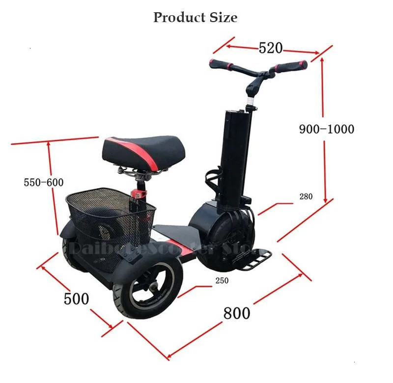 Daibot 3 Wheel Electric Scooter Self Balancing Scooters 10 Inch 500W 60V Portable Electric Unicycle Scooter For Adults (5)