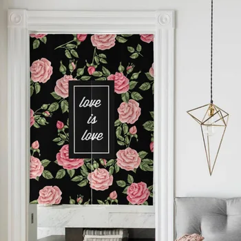 

Pastoral Rose Printed Door Curtain Kitchen Cloth Curtain Bedroom Toilet Partition Curtain Bath Half Curtain Feng Shui Curtain