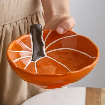 

320ml Nordic Art Ceramic Pumpkin Shape Soup Noodle Salad Bowl Minimalist Home Snack Dessert Bowl Dipping Dish Kitchen Tableware