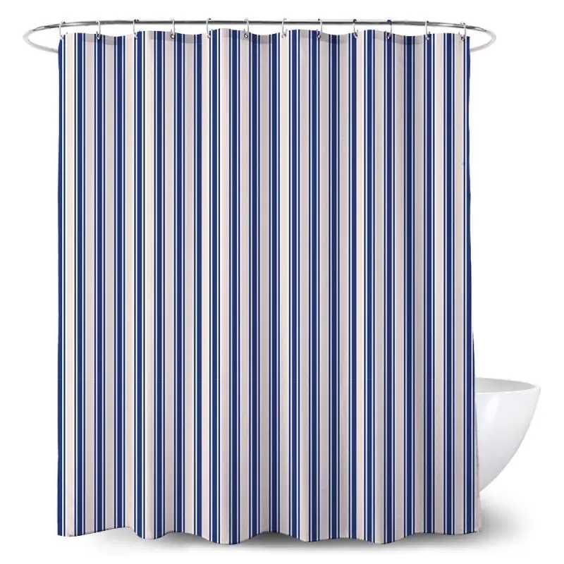 Modern Blue Striped Shower Curtain Waterproof Bathroom Curtain Polyester Bath Curtain Washable Bathing Cover Rideau De Douche