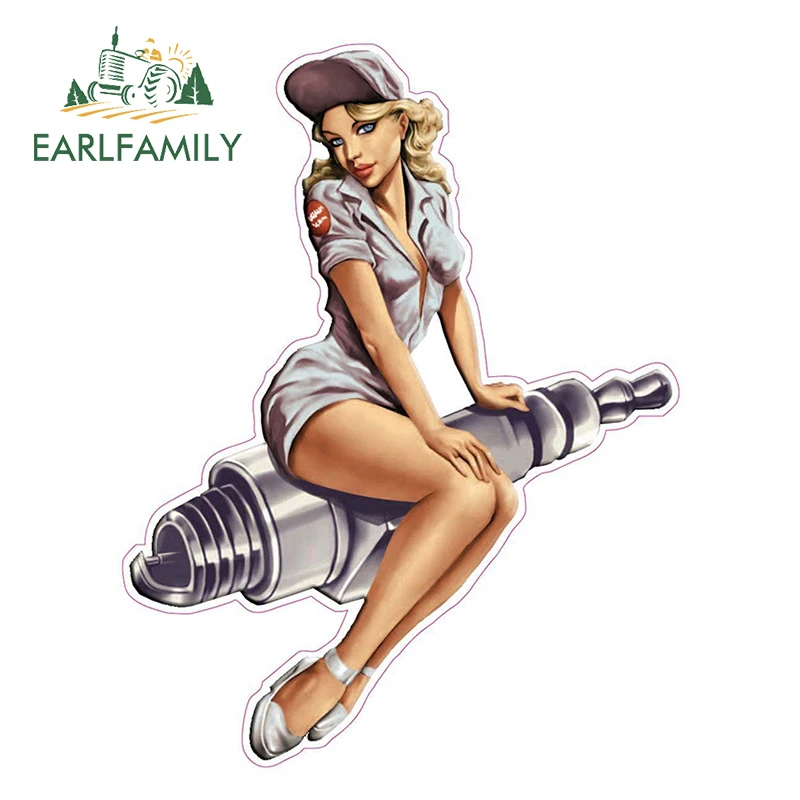 EARLFAMILY 13 см x 10 Свеча зажигания заколка девушка наклейка сексуальный мультяшный