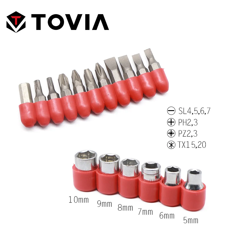 TOVIA 18pcs 1/4 Inch Ratchet Screwdriver Set Ph2 Bits Screwdriver Forward Reverse Hex Wrench Phillip Slotted Torx Bits