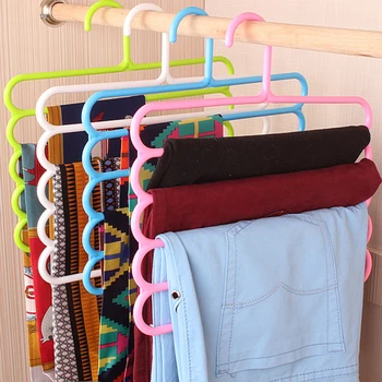 

5 Layers Pants Hanger Trousers Holder Non-slip Tie Belt Scarf Towel Rack MultiFunctional Drying Rack Wardrobe Organizer