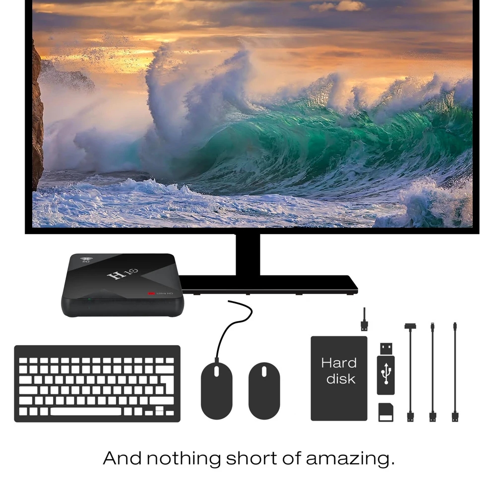 H10 Android 9,0 ТВ приставка 4K медиаплеер 6K HDR H.265 VP9 Allwinner H6 четырехъядерный 64 бит 4 Гб DDR3 32 ГБ/64 Гб EMMC 2,4G 5G WiFi