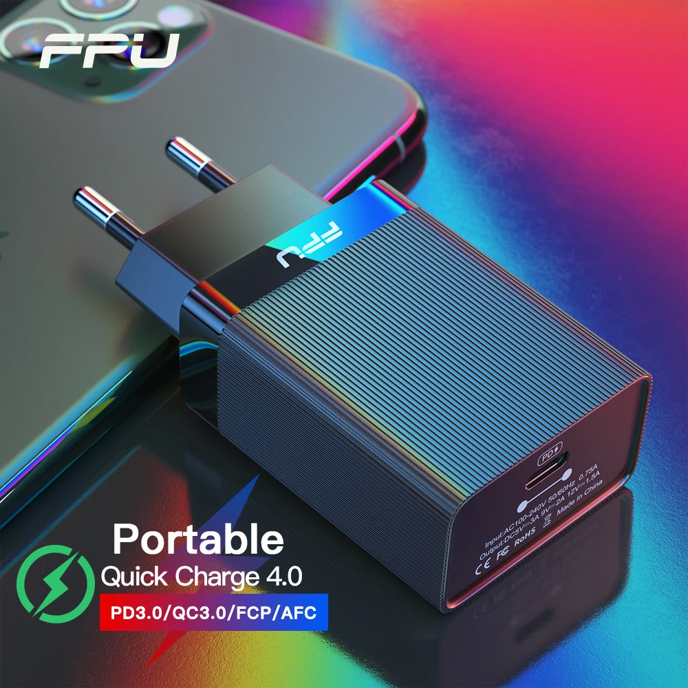 FPU Быстрая зарядка 4,0 QC 3,0 PD зарядное устройство 18 Вт QC4.0 QC3.0 USB C быстрое зарядное устройство QC 4,0 для iPhone 11 Pro Max портативное зарядное устройство для телефона