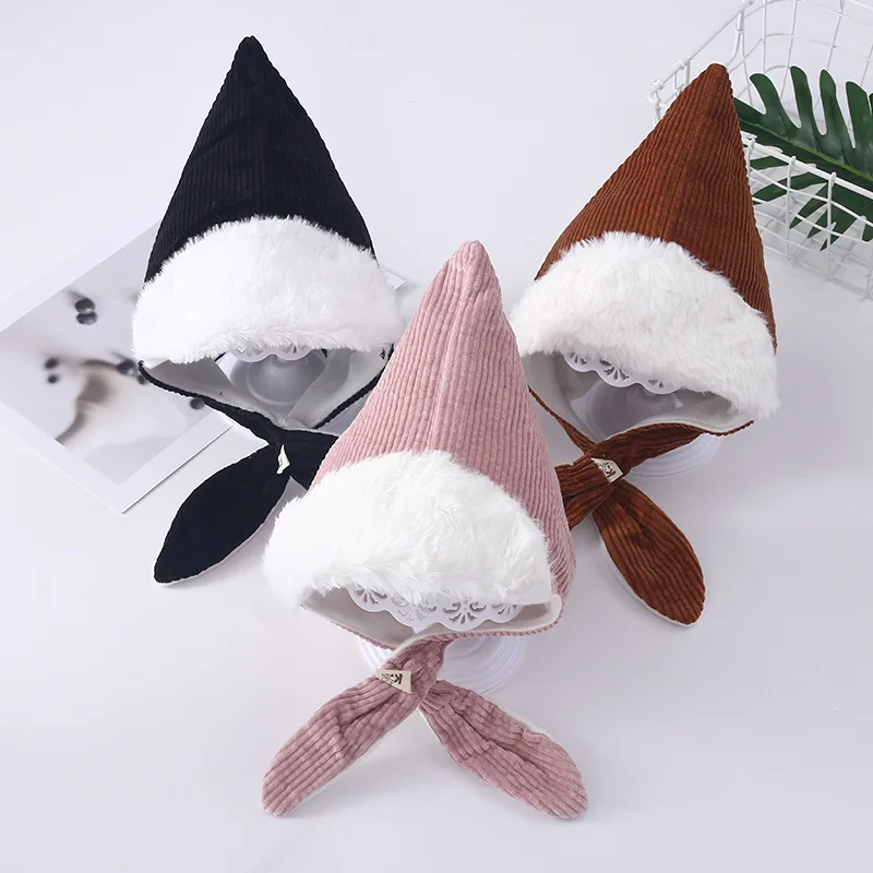 

Autumn And Winter New Style Children Ushanka Creative Wizard BABY'S Knit Hat Windproof Warm Corduroy Cute Baby Hat Fashion