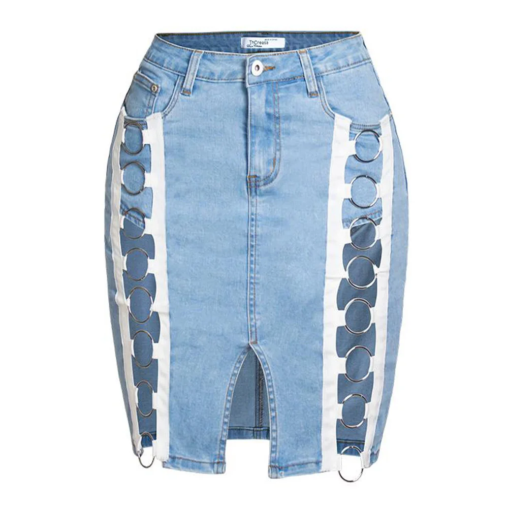Blue Skirt Черная синяя джинсовая мини-юбка для женщин s с высокой талией, женские Облегающие юбки, Женская облегающая юбка-карандаш, большие размеры, джинсовая юбка - Цвет: Blue Skirt