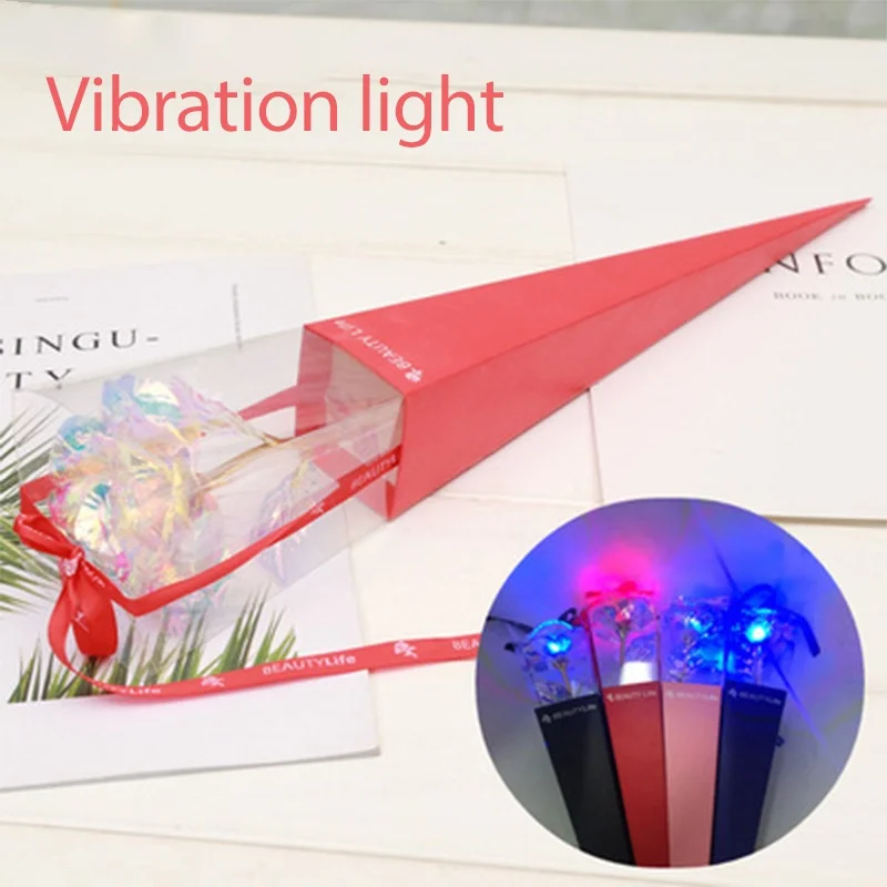 With light I 24K Золотая фольга роза искусственный цветок подарочная коробка Изысканная новинка подарок на день Святого Валентина Изысканная Новинка свадебный изысканный подарок - Цвет: With light I