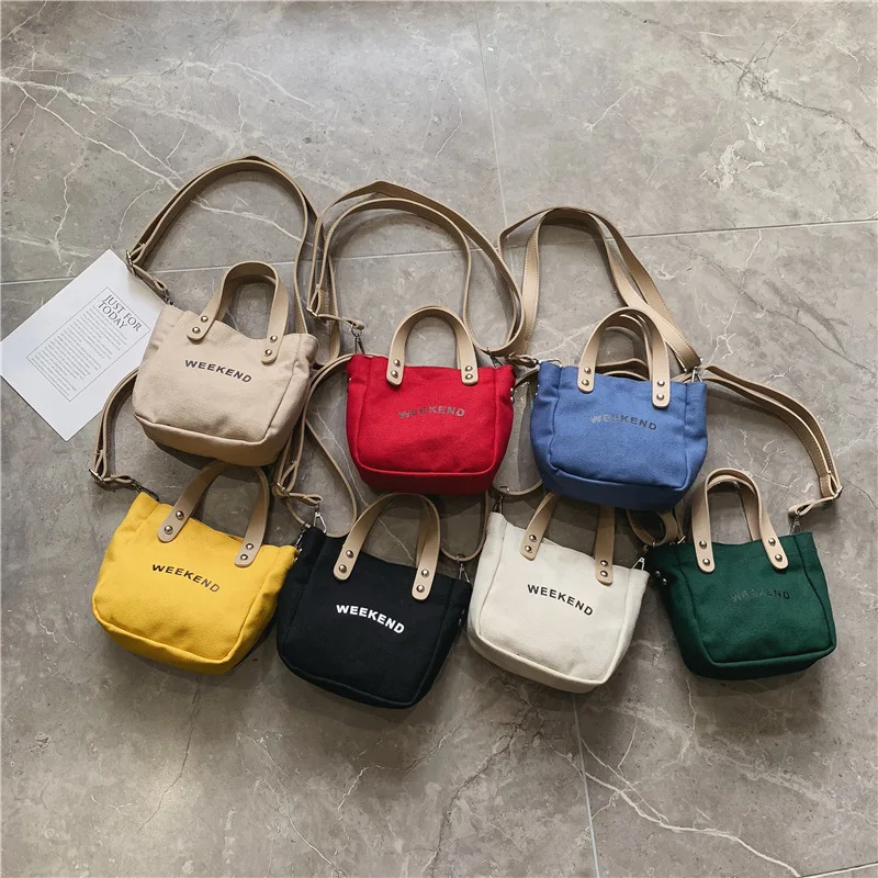 

New children's bags women's all-match messenger shoulder handbag casual canvas letter bag