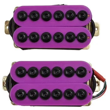 

2Pcs Metal Pickups Double Coil Bridge Neck Humbucker Pickups For Electric Guitar With Ceramic Magnets & Umbrella-Head Screws Red