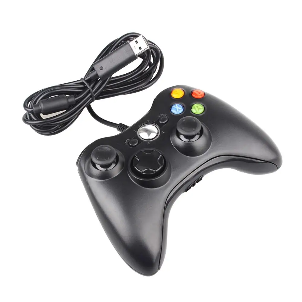 Черный USB проводной геймпад для Xbox 360/тонкий контроллер джойстика для Windows 7/8/10 microsoft ПК контроллер Поддержка для паровой игровой коврик - Цвет: Черный