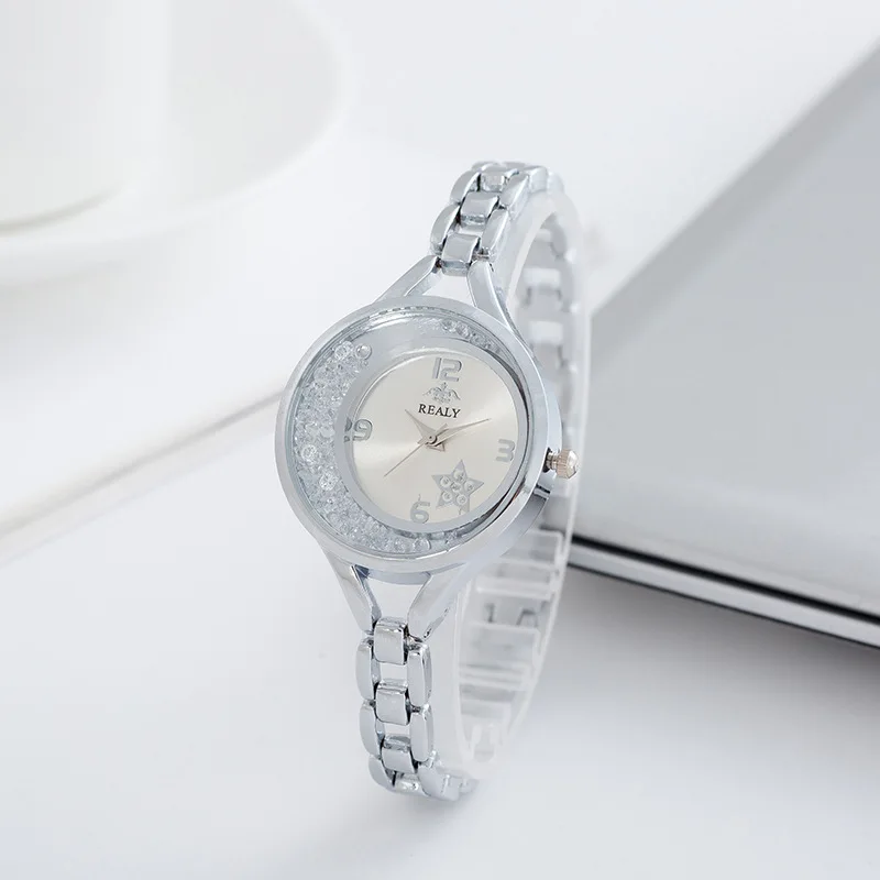 

Hot Selling New Style Fashion WOMEN'S Watch Innovation Korean Style Steel Belt Students Watch Man-made Diamond Flow Bead Girl'S