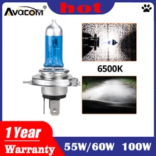 Avacom 1 шт. супер белая галогенная лампа H4 H7 12В 55 Вт/60 Вт 100 6000K 6500K кварцевые Стекло автомобилей головной светильник лампа мотоцикла светильник